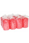 HotStar Crack Metallic Red Candles Pillars 12 Pcs Burning 30 Hours 60x100 mm Unscented