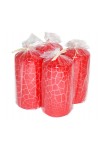 HotStar Crack Metallic Red Candles Pillars 4 Pcs Burning 69 Hours 70x140 mm Unscented