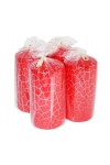 HotStar Crack Metallic Red Candles Pillars 4 Pcs Burning 69 Hours 70x140 mm Unscented