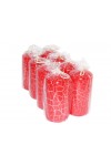 HotStar Crack Metallic Red Candles Pillars 8 Pcs Burning 69 Hours 70x140 mm Unscented