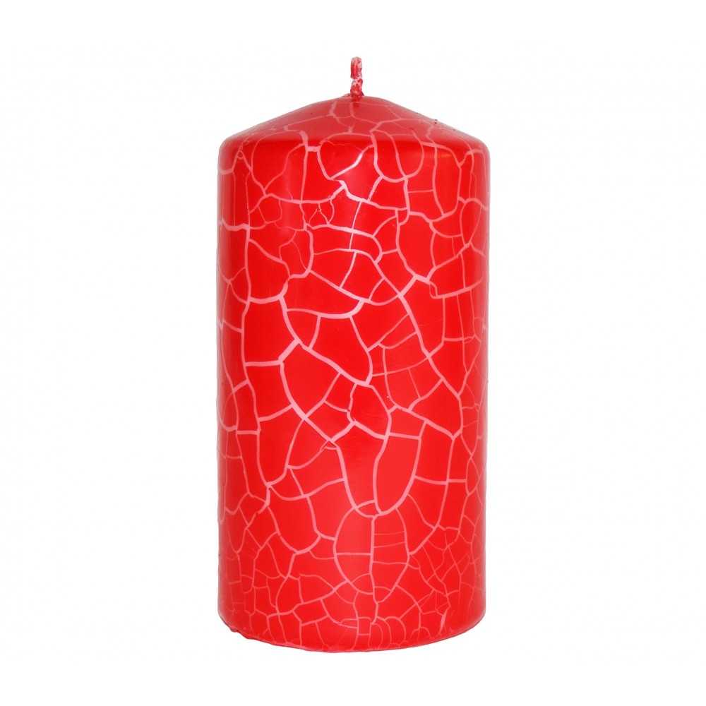 HotStar Crack Metallic Red Candles Pillars 8 Pcs Burning 69 Hours 70x140 mm Unscented