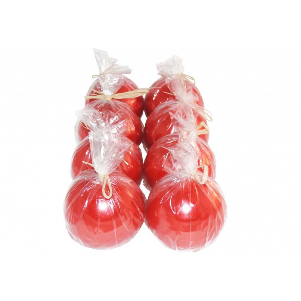 HotStar Metallic Red Candles 8 Pcs Burning 28 Hours d80 mm Unscented