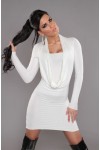 Sexy White dress with long sleeves and cowl neckline