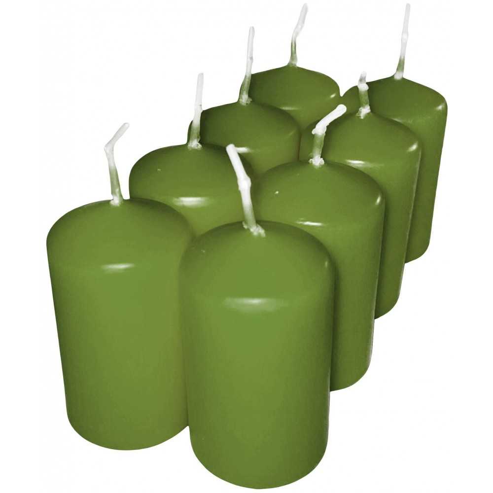 HotStar Candele Cilindriche Cera a Colonna Durata 7 Ore d40 h70 mm Colore VERDE Set di 8 Pezzi Antigoccia