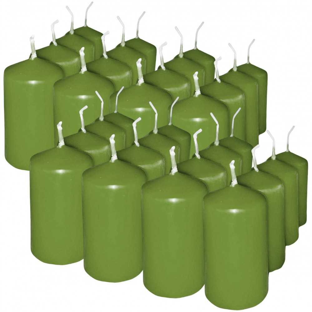 HotStar Pillar Wax Cylindrical Candles Duration 7 Hours d40 h70 mm Green Color Set of 32 Pieces