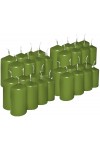 HotStar Pillar Wax Cylindrical Candles Duration 7 Hours d40 h70 mm Green Color Set of 32 Pieces