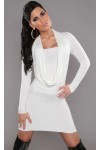 Sexy White dress with long sleeves and cowl neckline