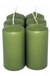 HotStar Pillar Wax Cylindrical Candles Duration 12 Hours d45 h90 mm GREEN Color Set of 6 Pieces