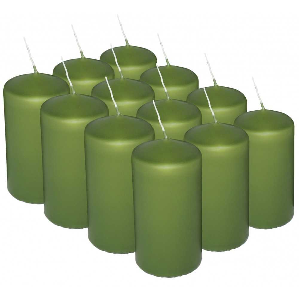 HotStar Candele Cilindriche Cera a Colonna Durata 12 Ore d45 h90 mm Colore Verde Set di 12 Pezzi Antigoccia