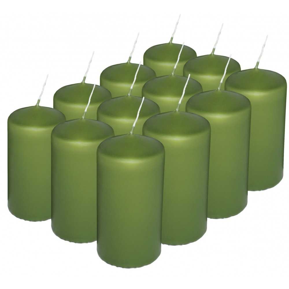 HotStar Candele Cilindriche Cera a Colonna Durata 12 Ore d45 h90 mm Colore Verde Set di 12 Pezzi Antigoccia