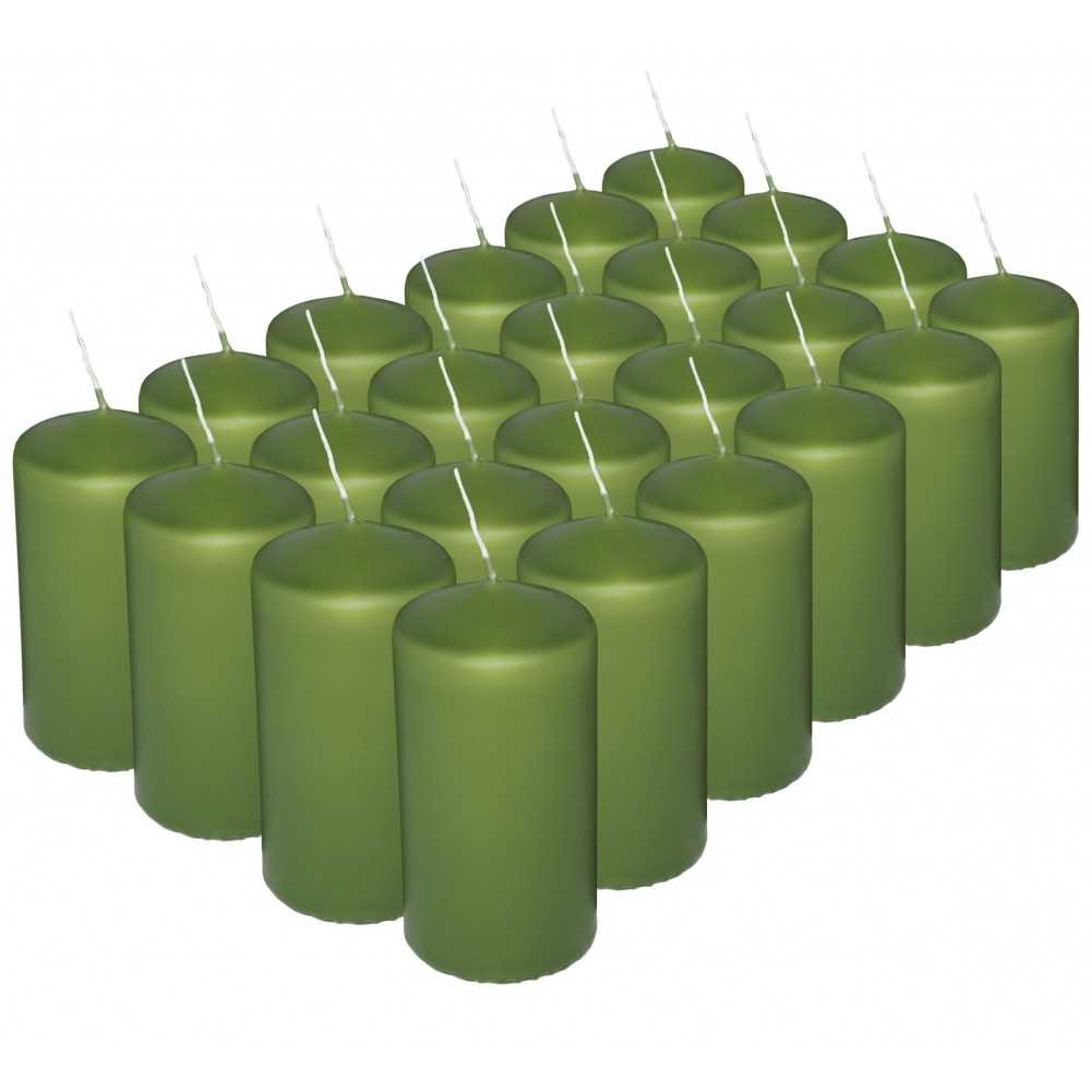 HotStar Candele Cilindriche Cera a Colonna Durata 12 Ore d45 h90 mm Colore Verde Set di 24 Pezzi Antigoccia