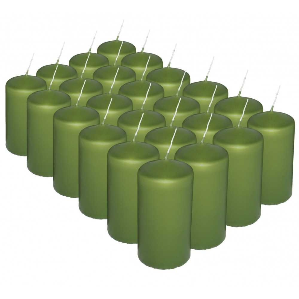 HotStar Candele Cilindriche Cera a Colonna Durata 12 Ore d45 h90 mm Colore Verde Set di 24 Pezzi Antigoccia