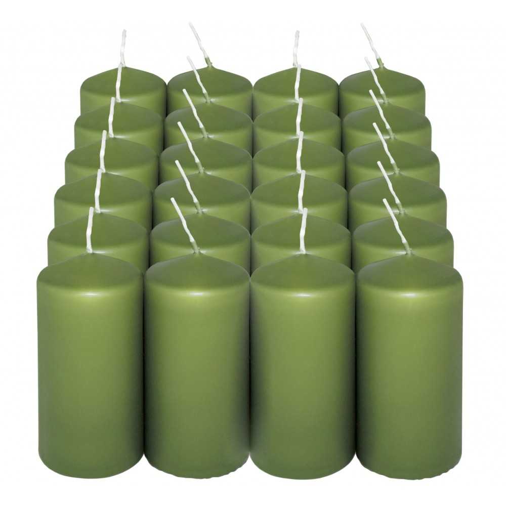 HotStar Candele Cilindriche Cera a Colonna Durata 12 Ore d45 h90 mm Colore Verde Set di 24 Pezzi Antigoccia