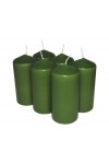 HotStar Pillar Wax Cylindrical Candles Duration 30 Hours d60 h120 mm GREEN Color Set of 6 Pieces