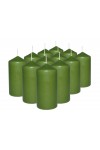 HotStar Pillar Wax Cylindrical Candles Duration 30 Hours d60 h120 mm Green Color Set of 12 Pieces