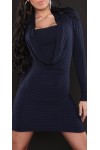 Sexy dress with long sleeves and cowl neckline Marine Blue