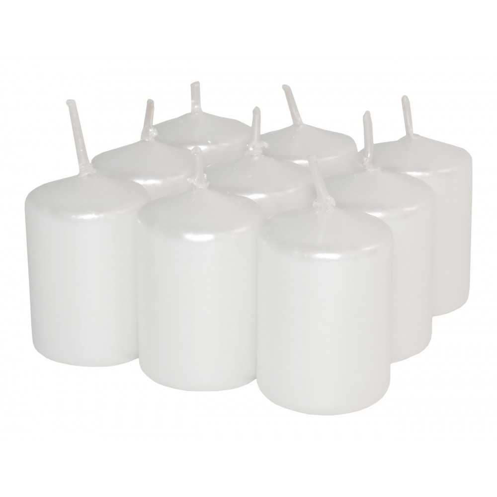 HotStar Unscented Candles Metallic Pearl 9Pcs Pillar Duration 6 Hours 35x50 mm