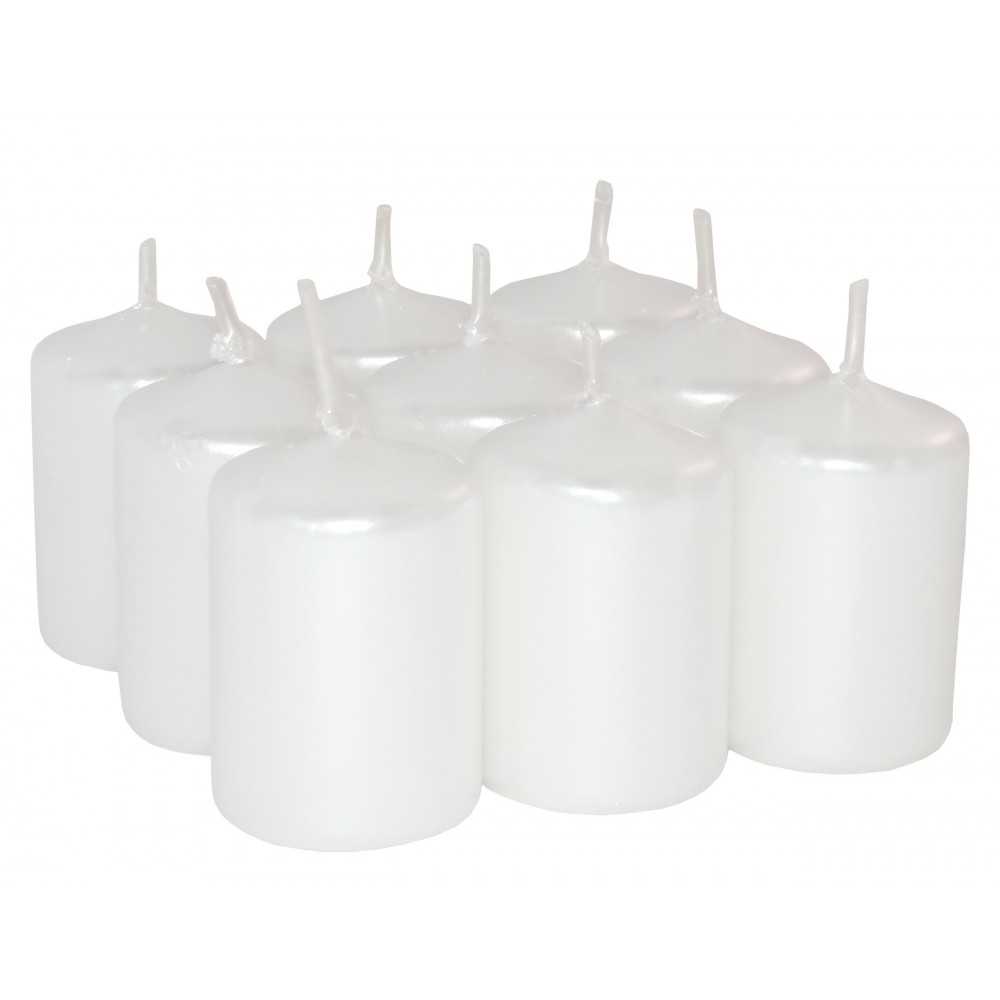 HotStar Unscented Candles Metallic Pearl 9Pcs Pillar Duration 6 Hours 35x50 mm