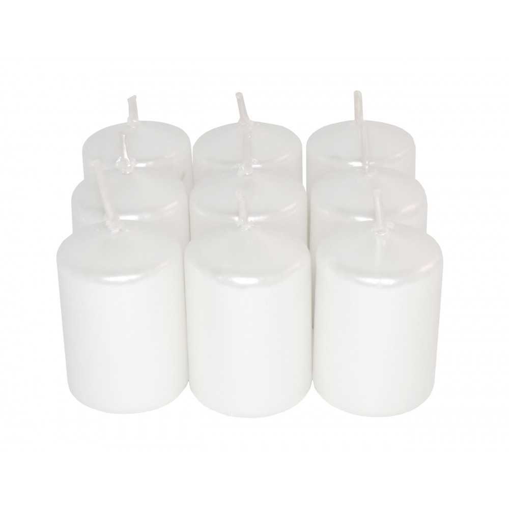 HotStar Unscented Candles Metallic Pearl 9Pcs Pillar Duration 6 Hours 35x50 mm