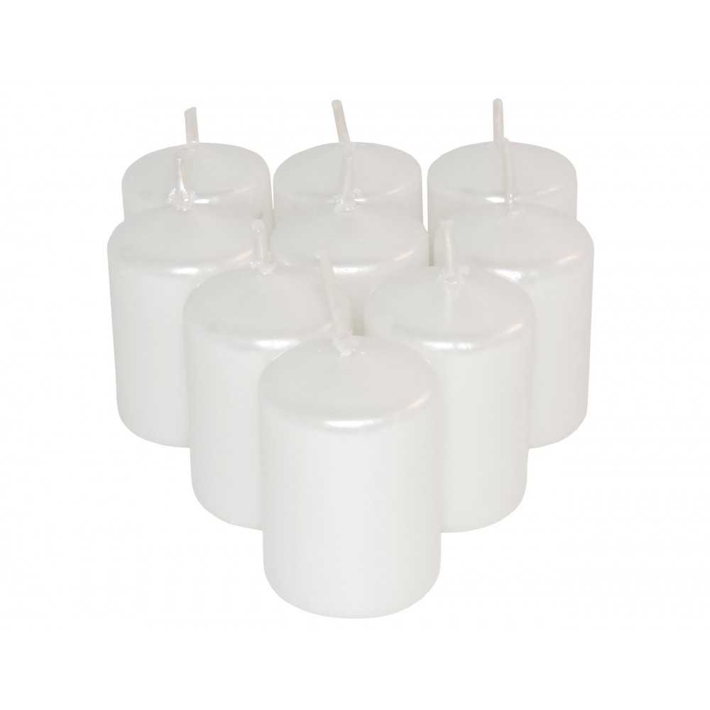 HotStar Unscented Candles Metallic Pearl 9Pcs Pillar Duration 6 Hours 35x50 mm