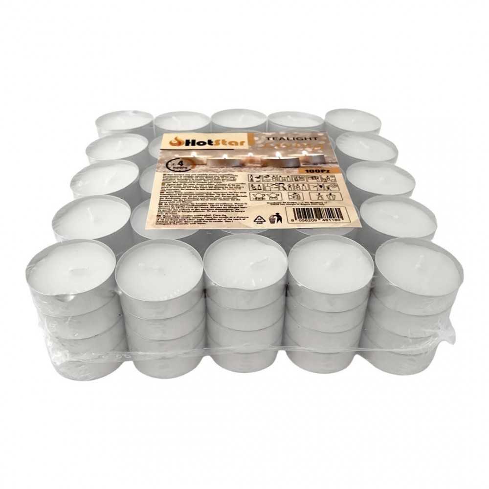 HotStar Living Tealight Unscented Candles 4h 100Pcs White