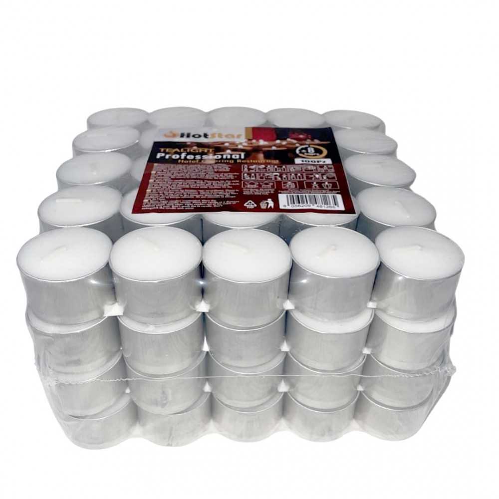 HotStar Professional Tealight Candele Lumini Non profumati 8h 100Pz Bianco