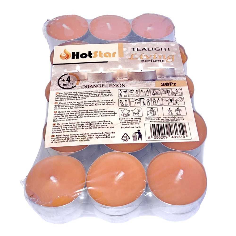 HotStar Living Tealight Scented ORANGE+LEMON Candles 4h 30Pcs