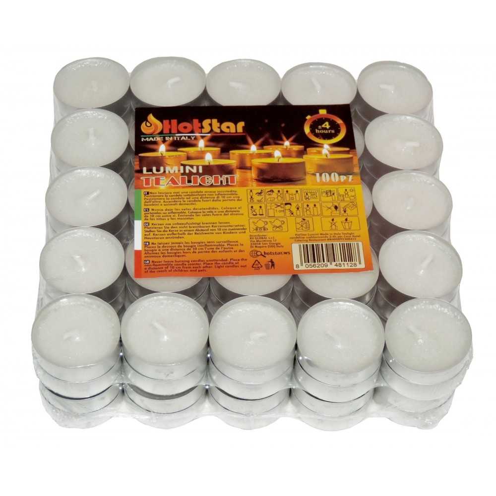 HotStar Lumini Tealight Unscented Candles 4h 100Pcs White Made in Italy