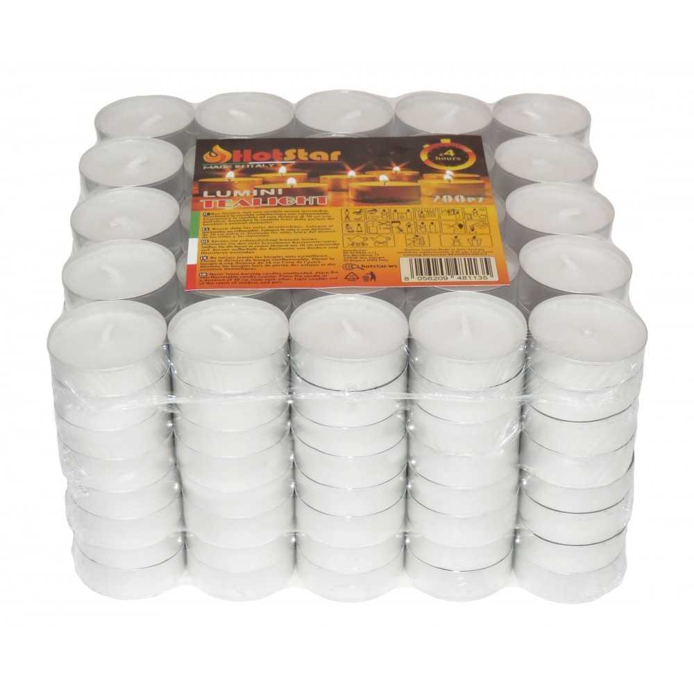 HotStar Lumini Tealight Unscented Candles 4h 200Pcs White Made in Italy