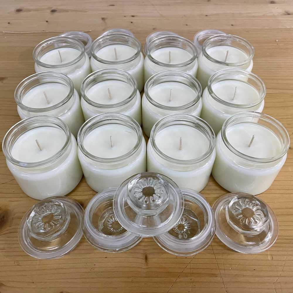 HotStar 12pcs Candle NEUTRAL in Pure Natural Soy Wax Glass mm72x92h White Label, 30-35 Hours