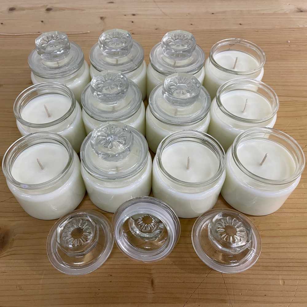 HotStar 12pcs Candle NEUTRAL in Pure Natural Soy Wax Glass mm72x92h White Label, 30-35 Hours