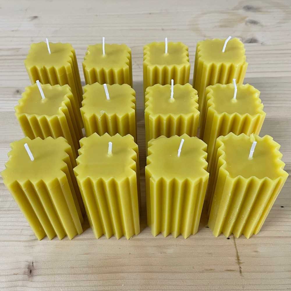 HotStar 12Pcs Candle in Pure Natural Beeswax 44x44x75 mm White Label