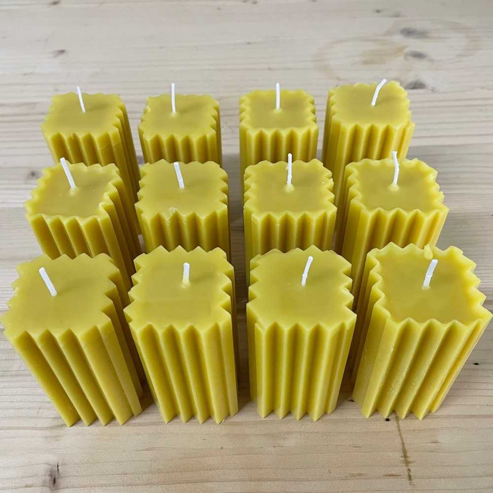 HotStar 12Pcs Candle in Pure Natural Beeswax 44x44x75 mm White Label