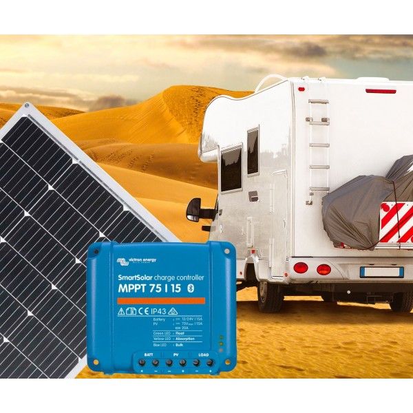 Pannello Solare Fotovoltaico Flessibile 12V 150W kit Camper + SmartSolar MPPT 15A + Kit Cavi