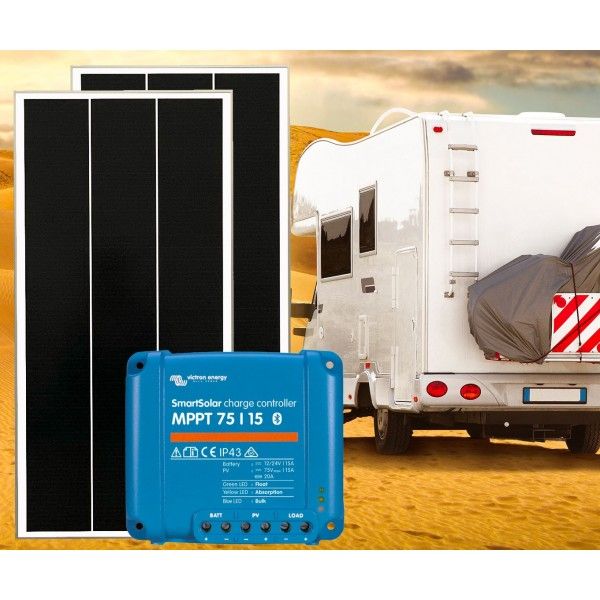 Kit Fotovoltaico Camper 12V 200W pannello solare + SmartSolar MPPT 15A + Kit Cavi