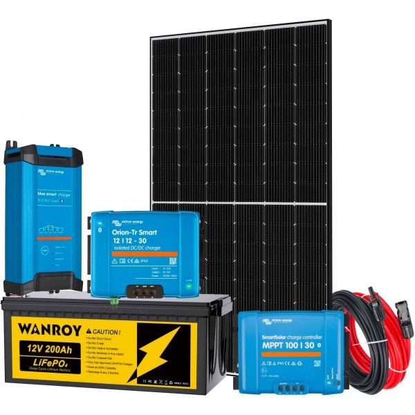 Kit Fotovoltaico 12V 420W G1 Pannello Solare Fotovoltaico Camper Barca All-in-One Accumulo 2560Wh