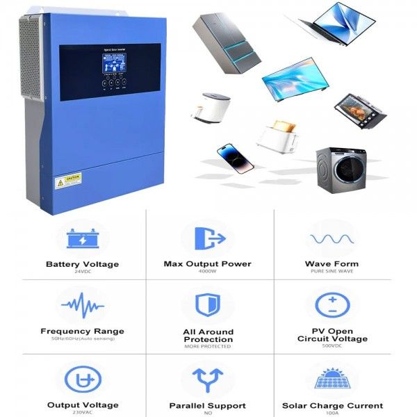 Impianto Fotovoltaico OffGrid Kit 24V 1,6kW Inverter 3,6kW e Batterie LiFePo4 3.84Kwh