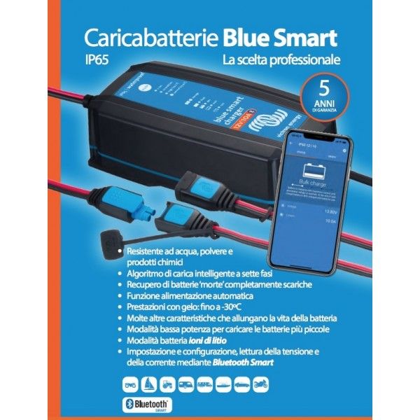 Victron Blue Smart Charger 12/25 Caricabatterie Portatile IP65 12V 25A con Bluetooth