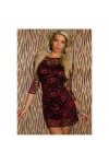 Elegant short dress in red floral lace