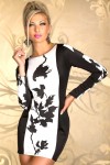 Mini cocktail dress with long sleeves White/Black One Size Sexy Shop