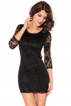 Black Mini Lace Dress with 3/4 Sleeves