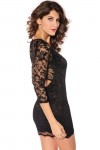 Black Mini Lace Dress with 3/4 Sleeves