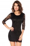 Black Mini Lace Dress with 3/4 Sleeves